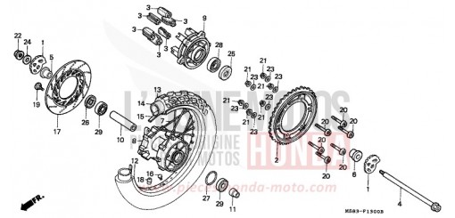 REAR WHEEL XRV650K de 1989